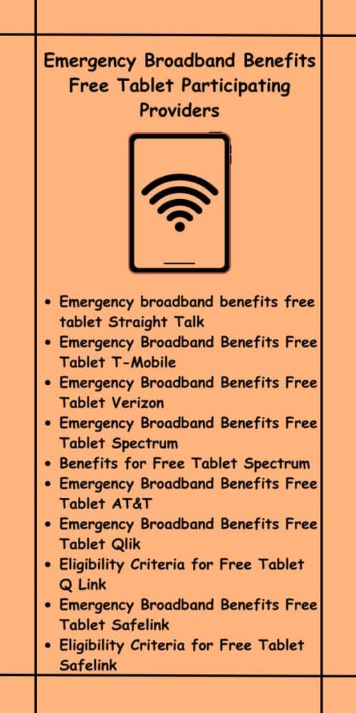 Emergency Broadband Benefits Free Tablet Participating Providers