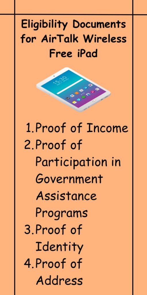 Eligibility Documents for AirTalk Wireless Free iPad