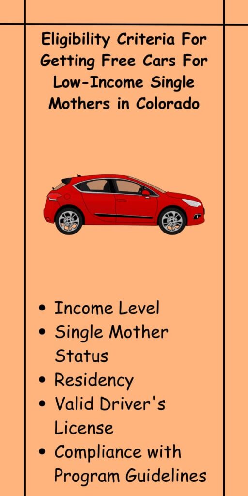 Eligibility Criteria For Getting Free Cars For Low-Income Single Mothers in Colorado